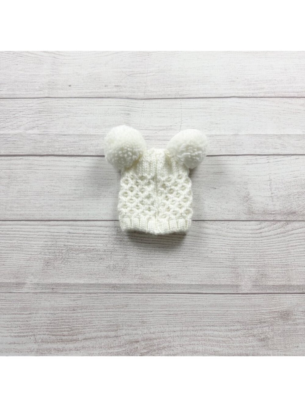 Toby Newborn Double Pom Cable Knit Hat Ivory 0-6 Months - Picture 3 of 3